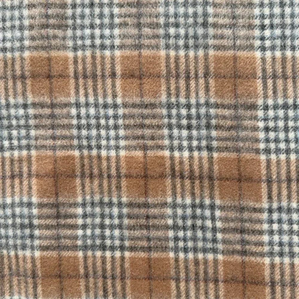 NWT JOE ONE 100% Cashmere Tan Gray Plaid Scarf